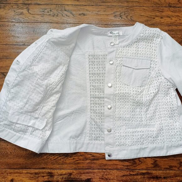 BLEU ICE Denim White Jacket. Plus Size 1XL - Picture 4 of 7